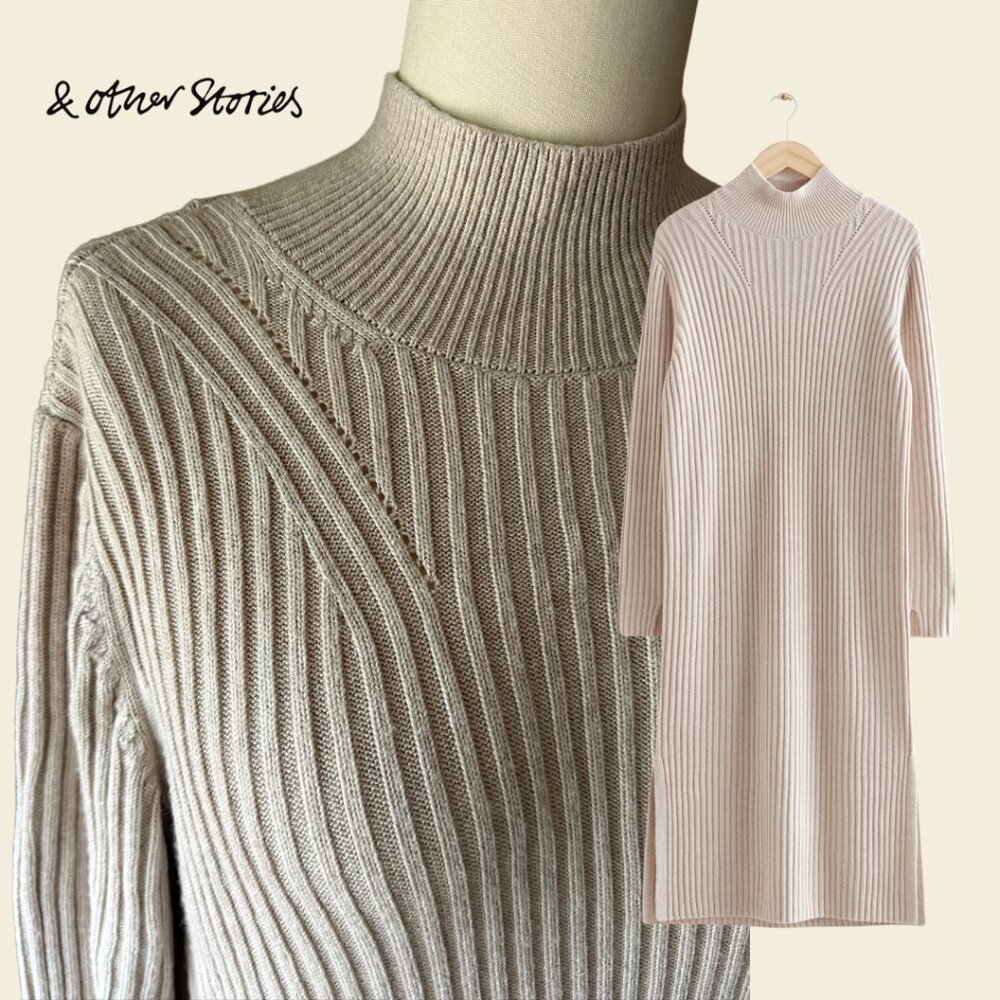 Gently Worn & Other Stories Turtleneck Sweater Knit Midi Dress Size Medium